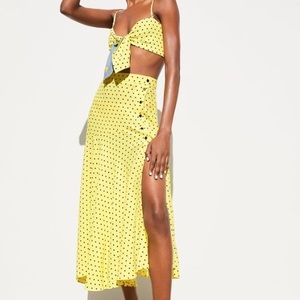 Yellow Polka Dot Midi Skirt